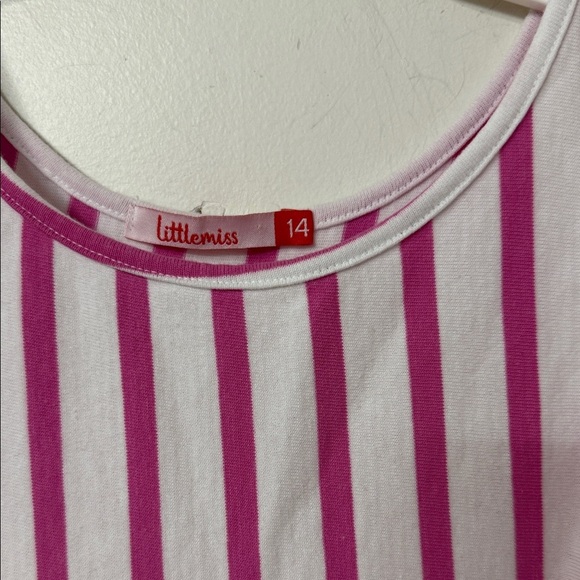 Little Miss Pink and White Striped Casual Dress - Picture 2 of 2